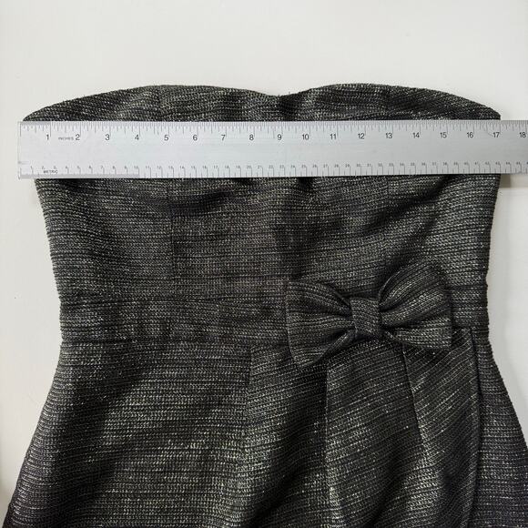 Ya Los Angeles Mini Dress w/ Bow Black Gold Metallic Glam Cocktail Party Size L - Picture 2 of 12